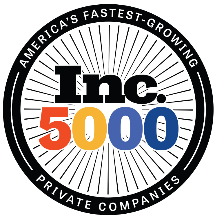 Logo of Inc. 5000 with the text "America's Fastest-Growing Private Companies" surrounding colorful "Inc. 5000" in the center.